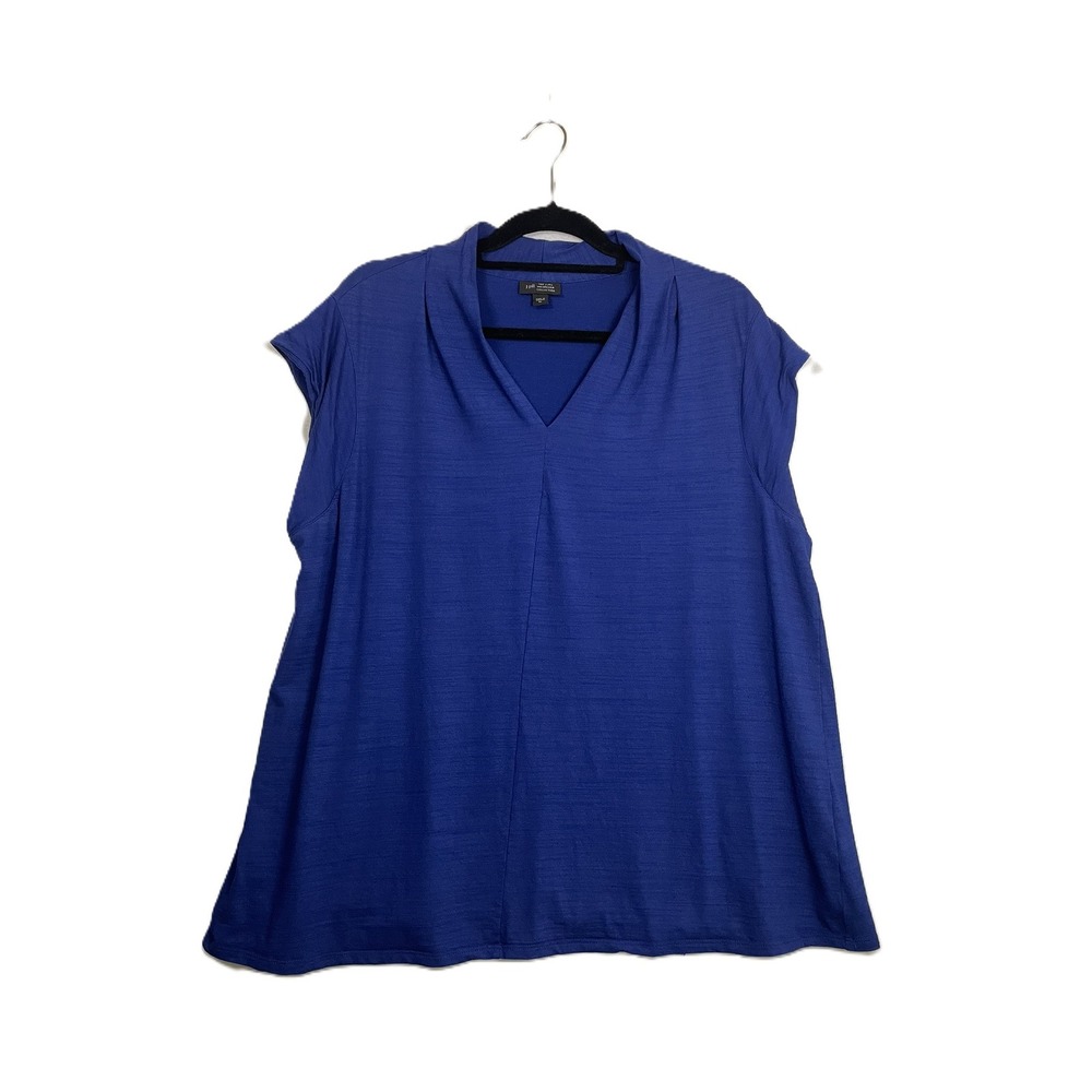 J.Jill Wearever Size XL Cobalt Blue Slub Knit V-Neck Cap Sleeve Travel Top